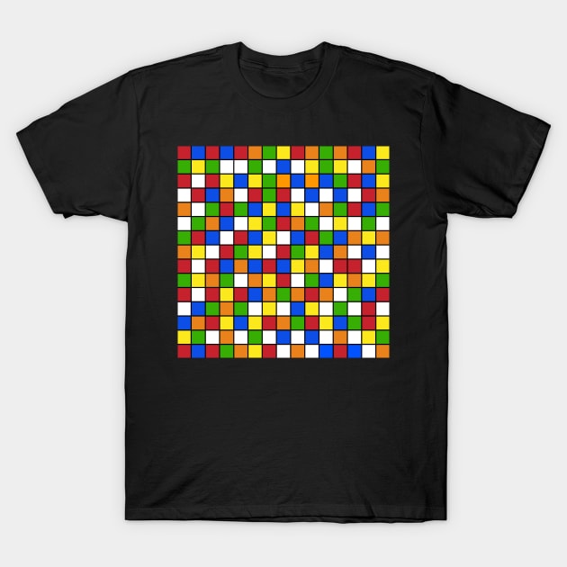 Colored Cubes Pattern T-Shirt by ArtInfinity